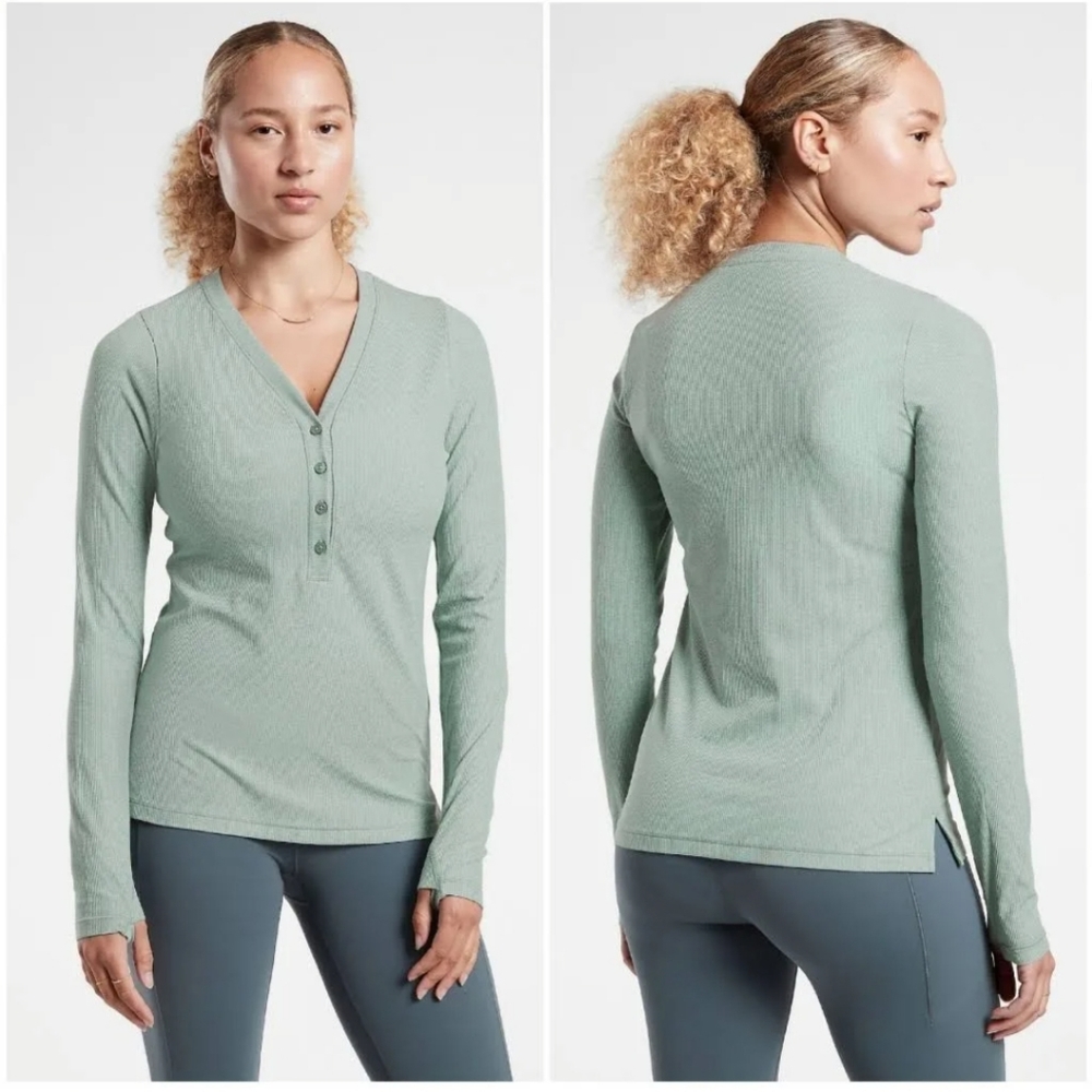 NEW Uptempo Ribbed Henley Top long sleeve tee shirt